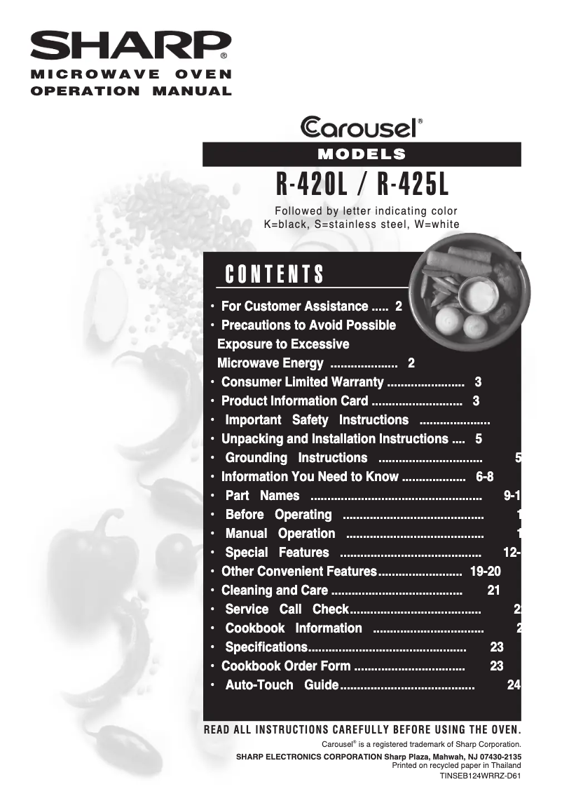 First page image of the manual for R-420L