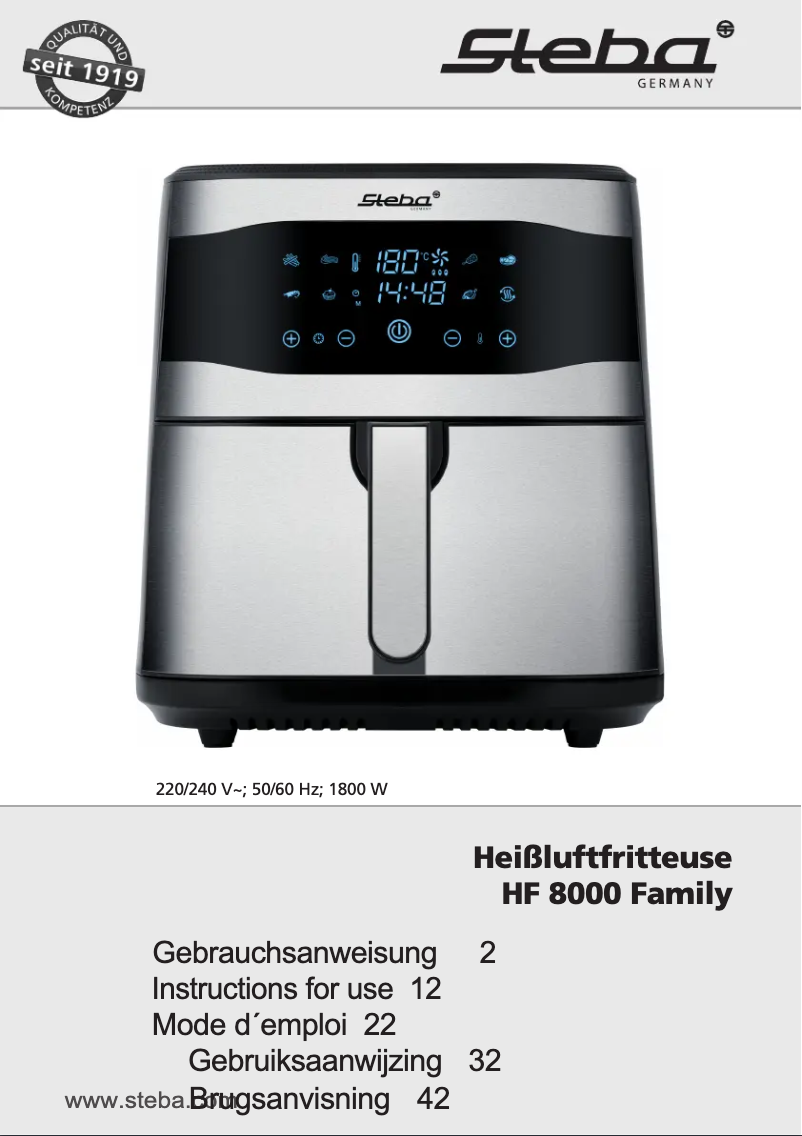 First page image of the manual for HF 8000