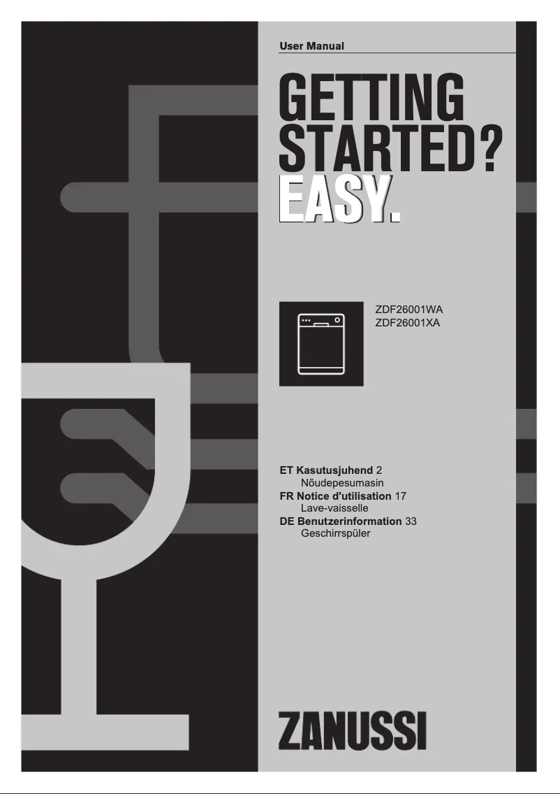 First page image of the manual for ZDF26001XA