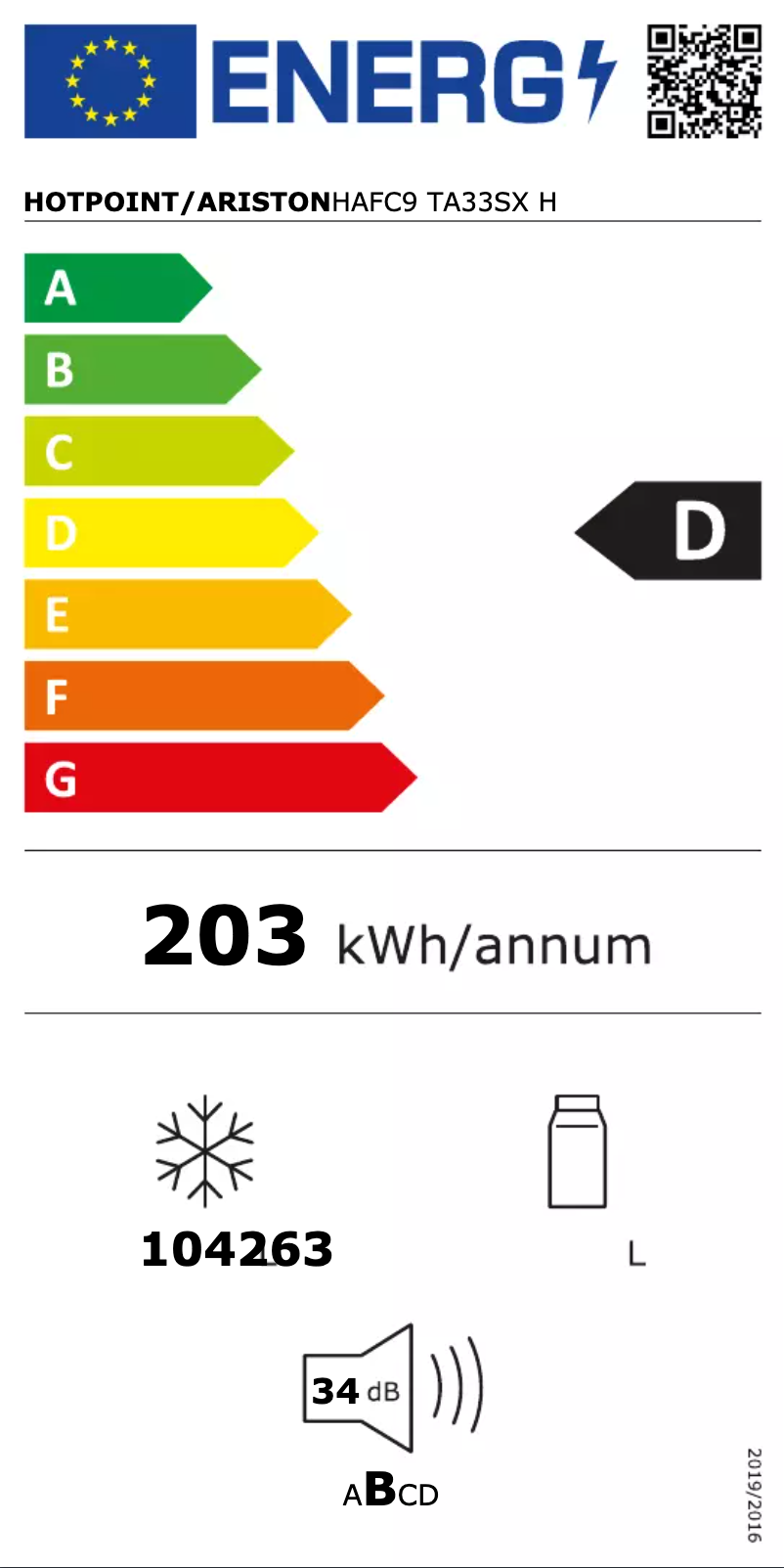 First page image of the manual for HAFC9 TA33SX H