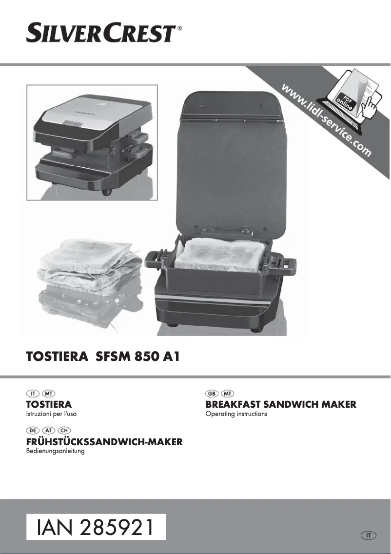 Page 1 of the manual User Manual SilverCrest SFSM 850 A1