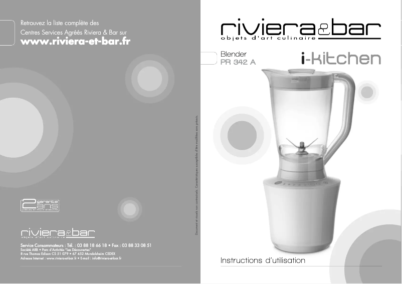 Page 1 of the manual User Manual Riviera & Bar PR 342 A