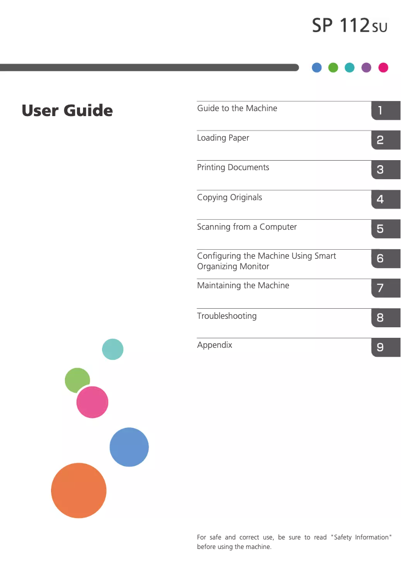 Page 1 of the manual User Manual Ricoh SP 112SU