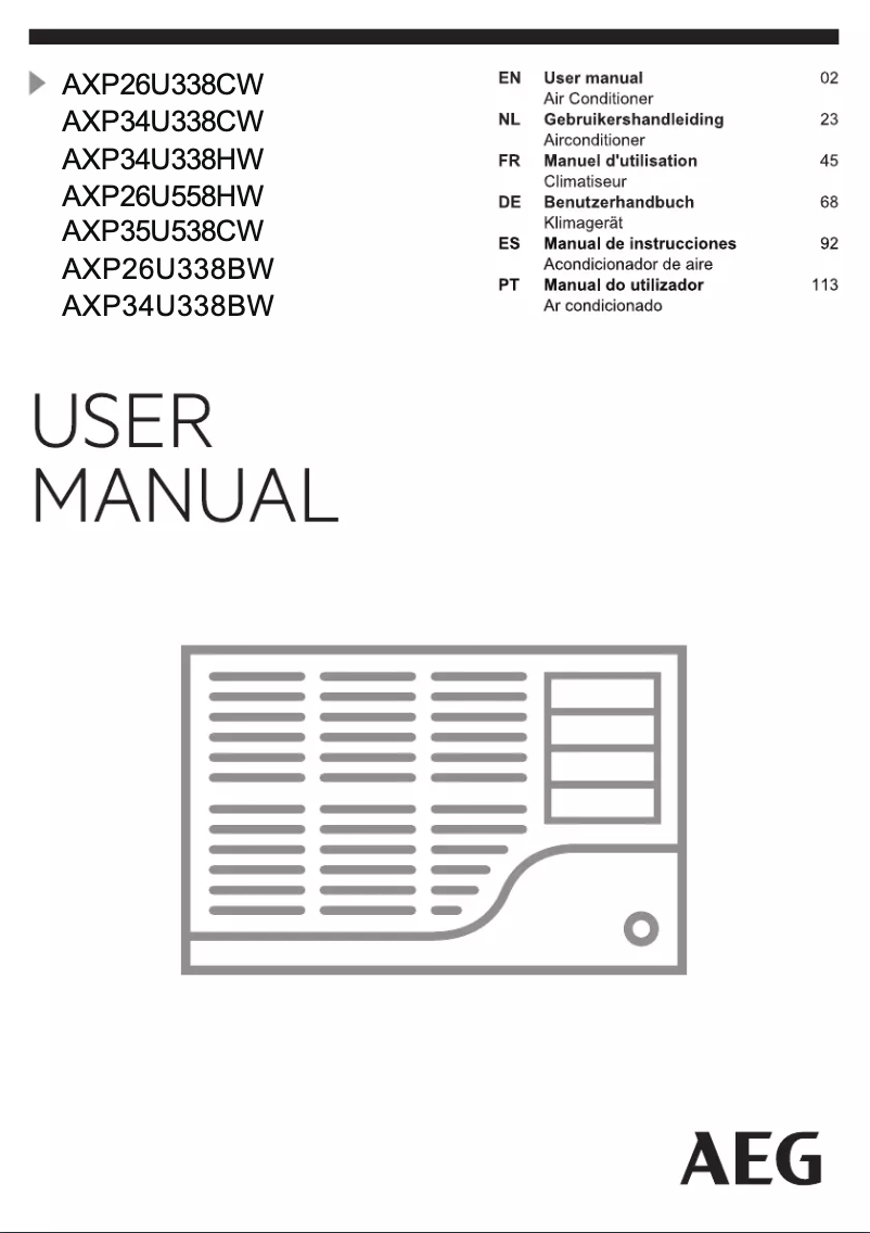 First page image of the manual for AXP34U338BW