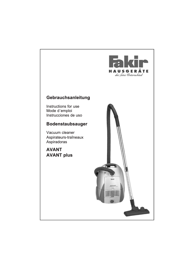 First page image of the manual for Avant