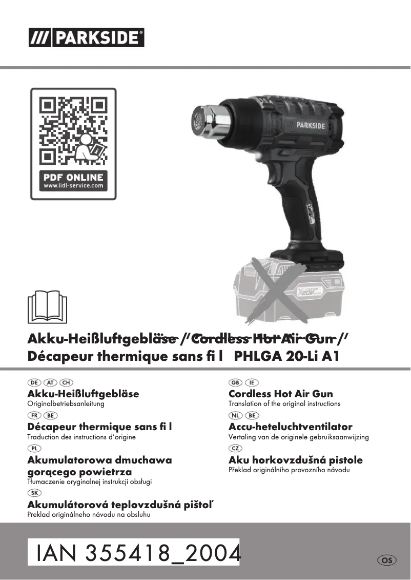 Page 1 of the manual User Manual Parkside PHLGA 20-Li A1