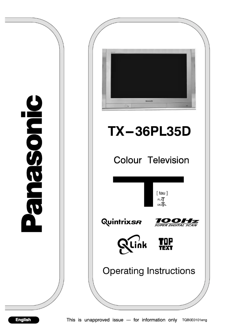 First page image of the manual for TX-36PL35D