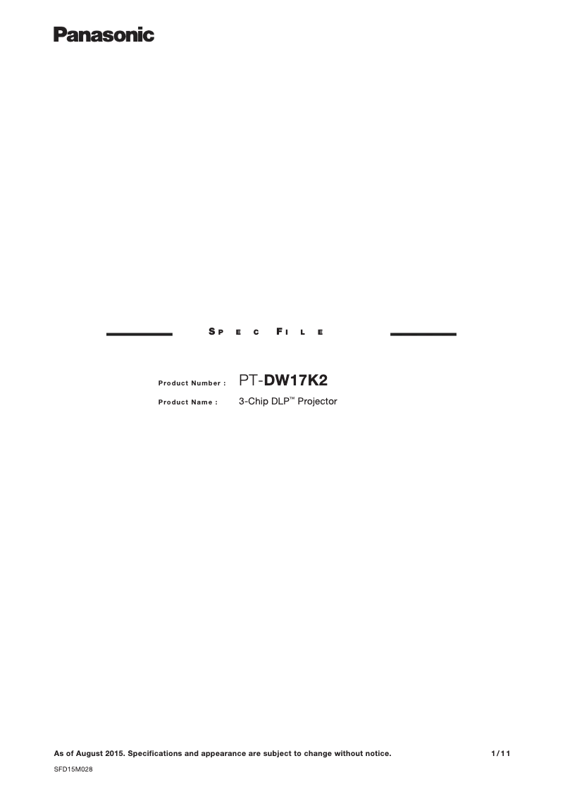 First page image of the manual for PT-DW17K2U