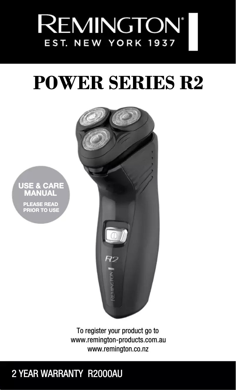 Page 1 of the manual User Manual Remington Power R2 R2000AU