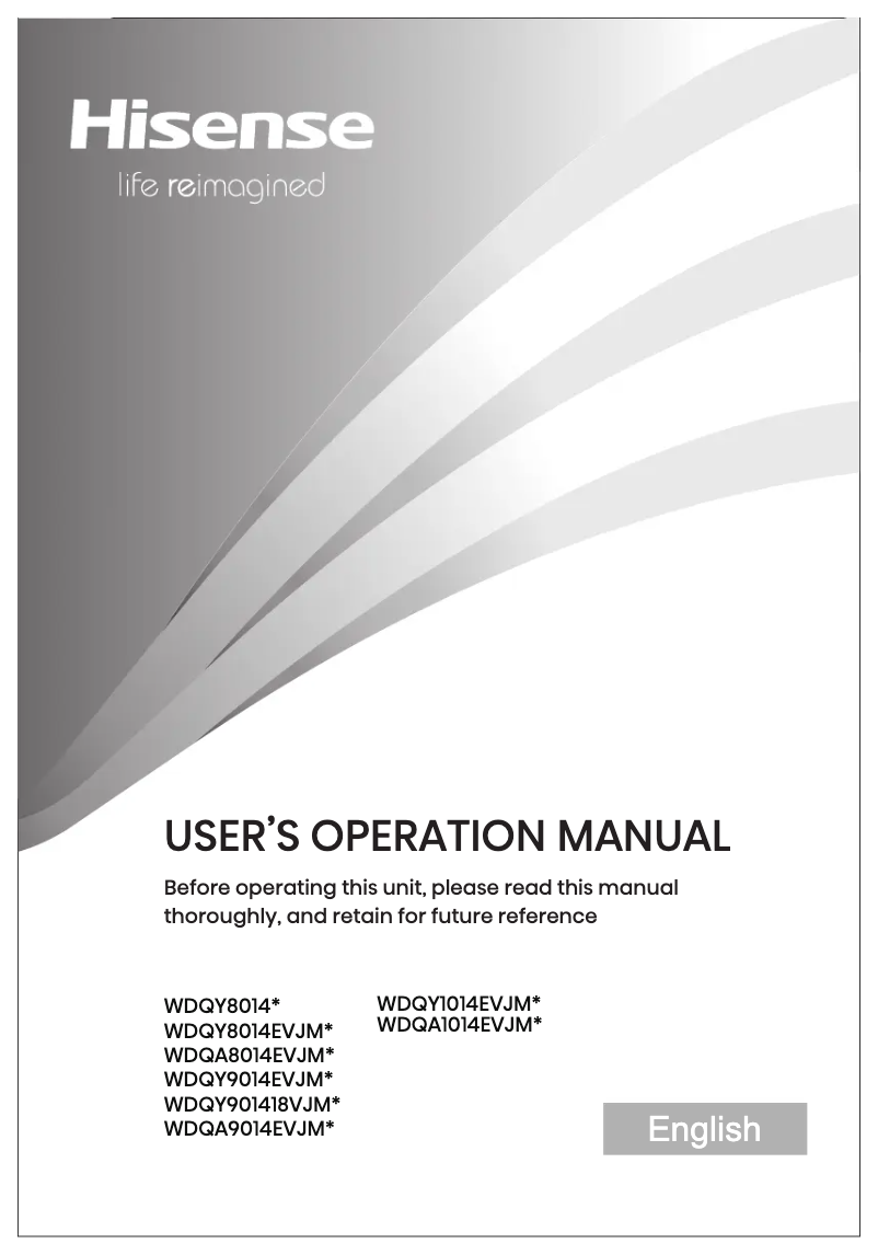 Page 1 of the manual User Manual Hisense WDQA8014EVJMT