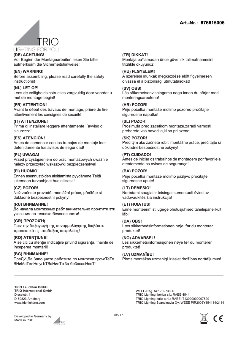 First page image of the manual for TITUS 676615006