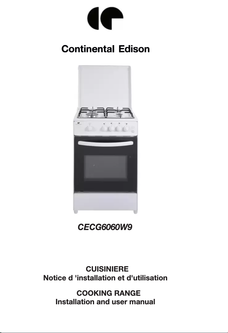 Page 1 of the manual User Manual Continental Edison CECG6060W9