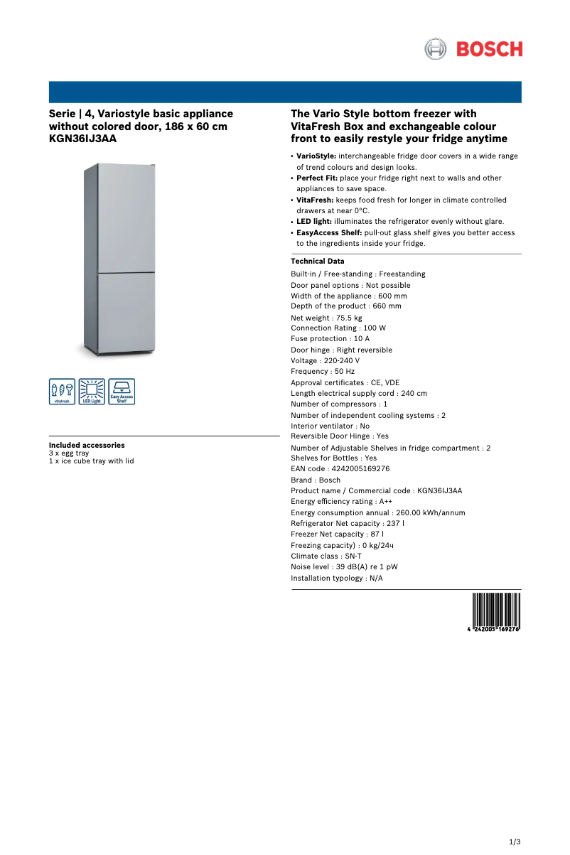 First page image of the manual for KGN36IJ3A