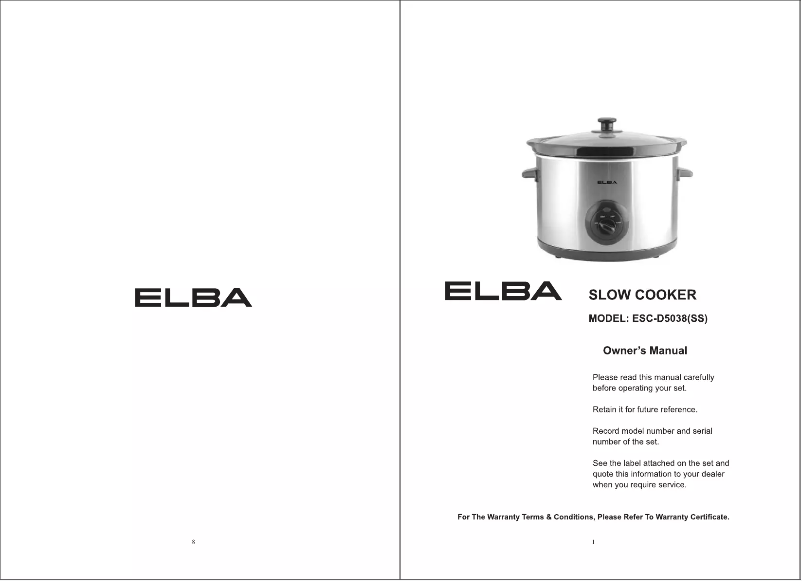 First page image of the manual for ESC-D5038(SS)