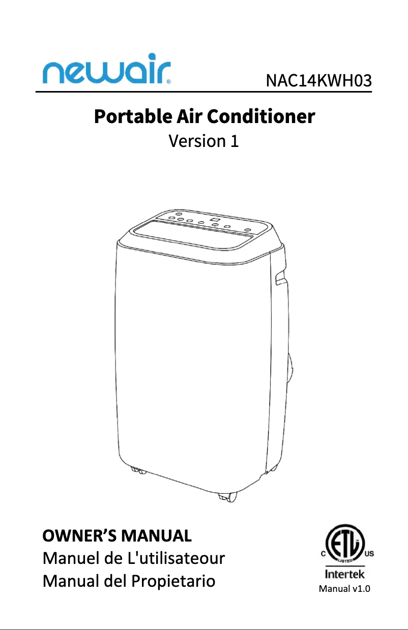 Page 1 of the manual User Manual NewAir NAC14KWH03