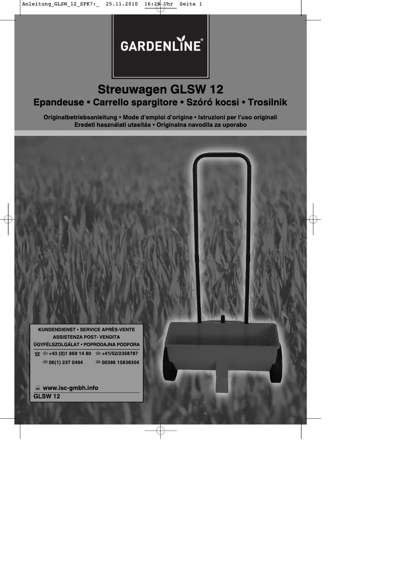 First page image of the manual for GLSW 12