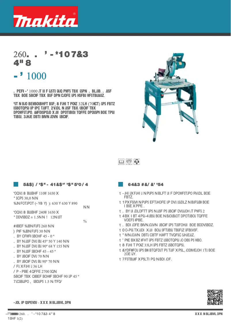 Page 1 of the manual Technical Sheet Makita LF1000