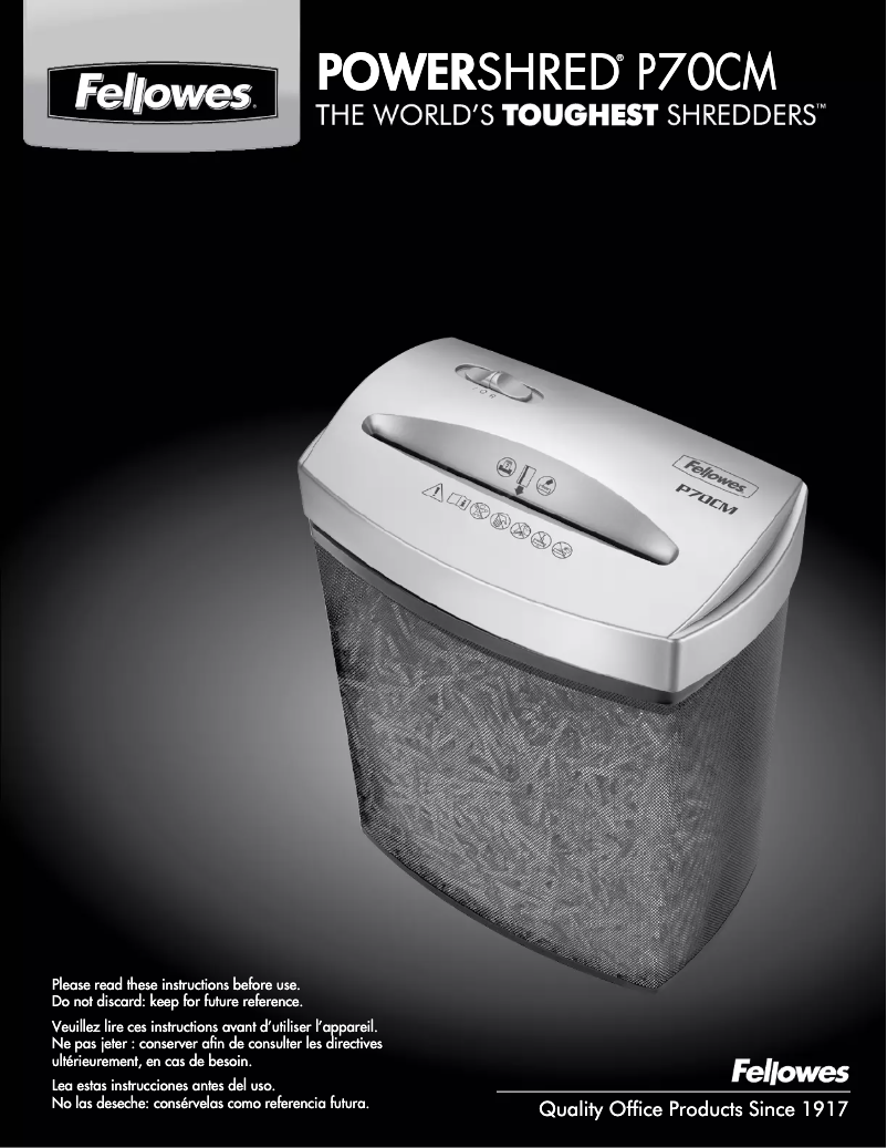 First page image of the manual for P70CM Powershred