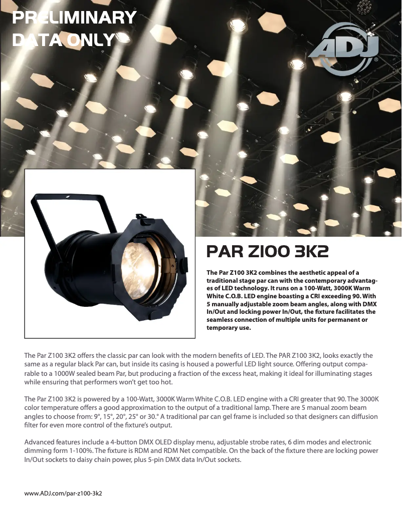 First page image of the manual for Par Z100 3K2