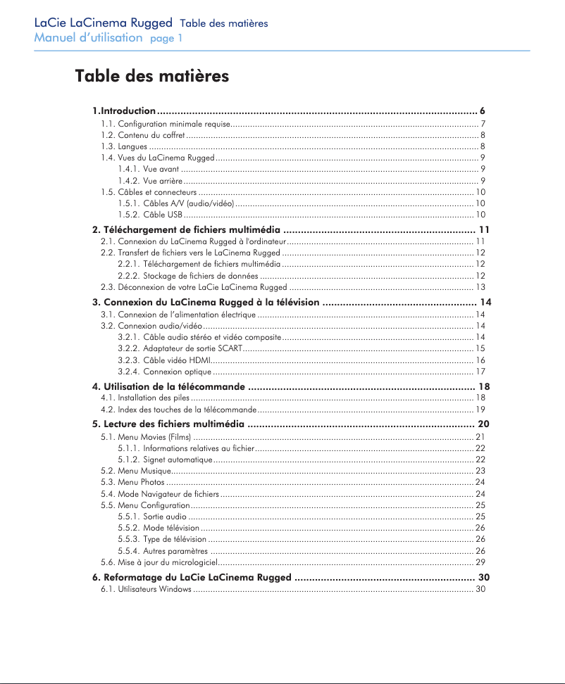 Image de la première page du manuel de l'appareil LaCinema Rugged