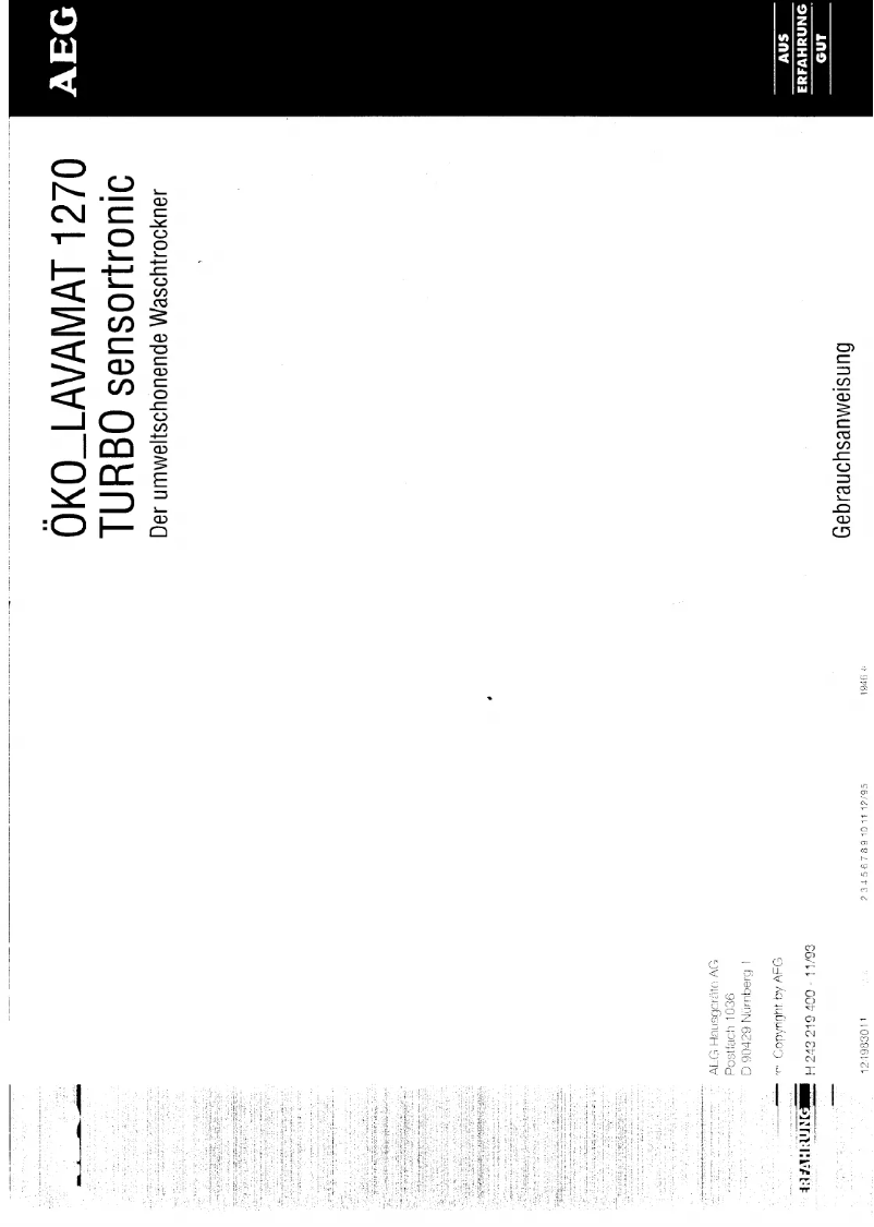 First page image of the manual for Lavamat 1270