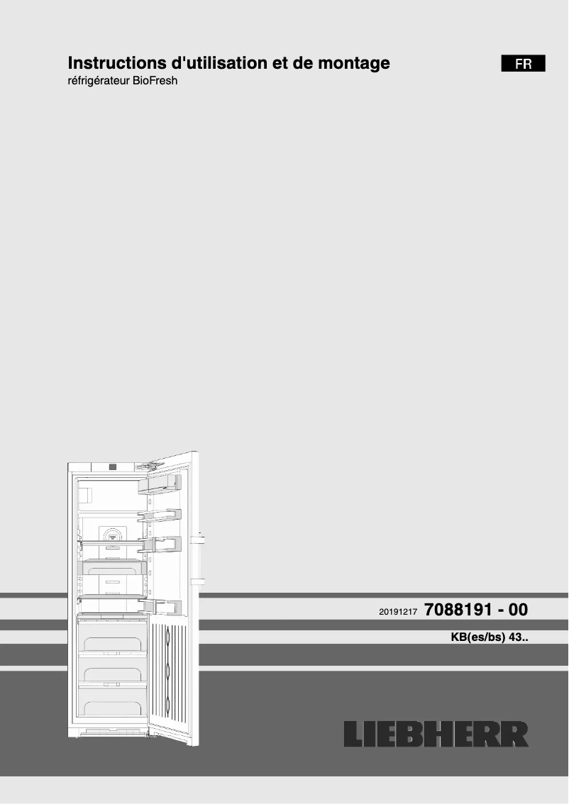 First page image of the manual for KBbs 4374 Premium BioFresh