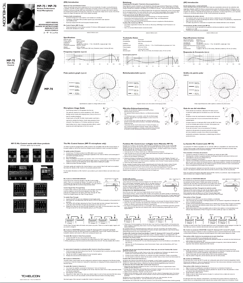 First page image of the manual for MP-70