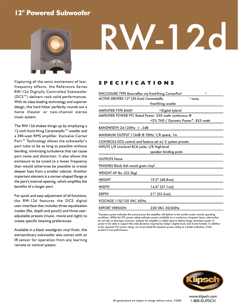 First page image of the manual for RW-12D