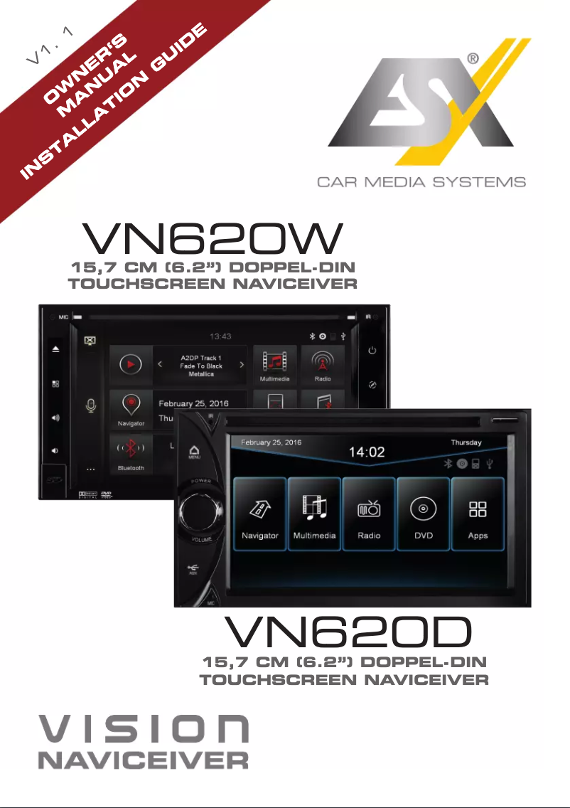 Page 1 of the manual User Manual Audio Design VN620DS