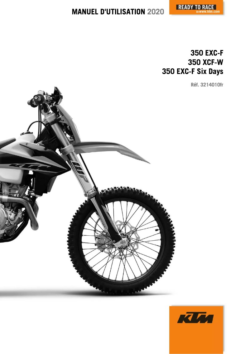 Page 1 of the manual User Manual KTM 350 XCF-W (2020)