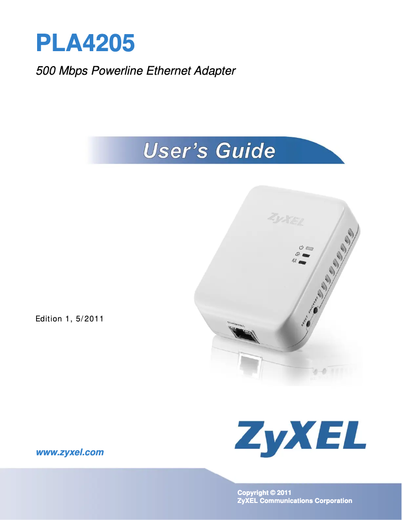 Page 1 de la notice Manuel utilisateur ZyXEL PLA4205