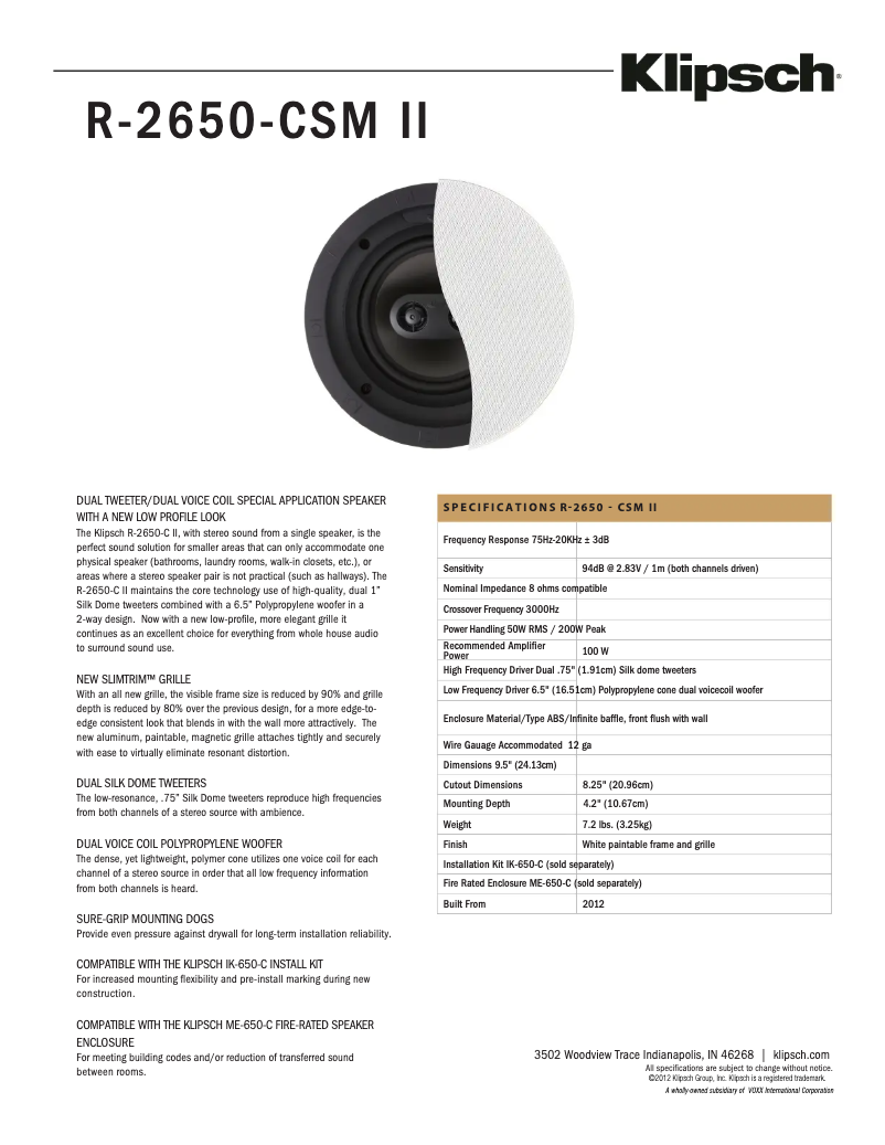 First page image of the manual for Reference R-2650-CSM II
