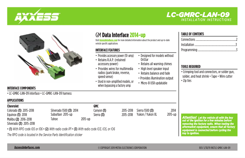 Page 1 of the manual User Manual Metra LC-GMRC-LAN-09