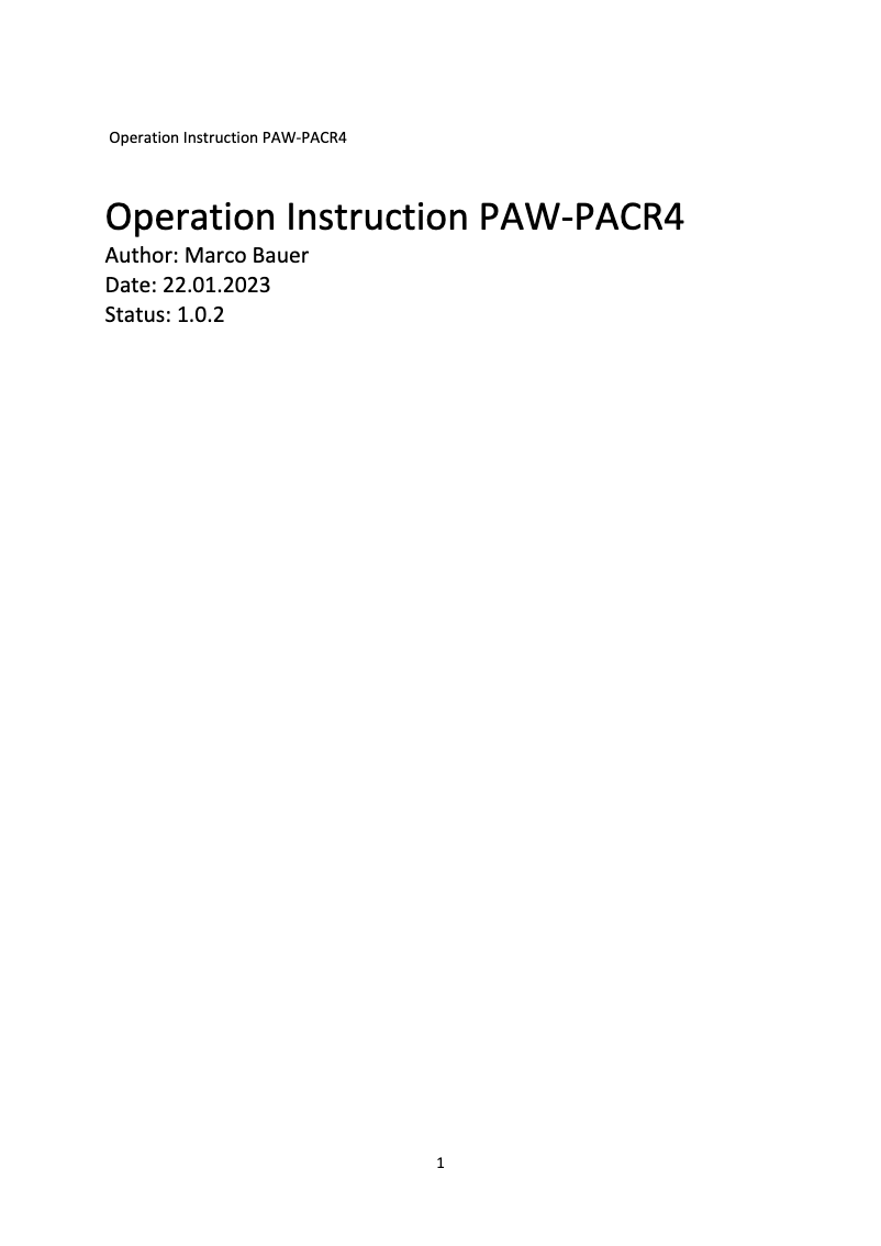 Page 1 of the manual User Manual Panasonic PAW-PACR4