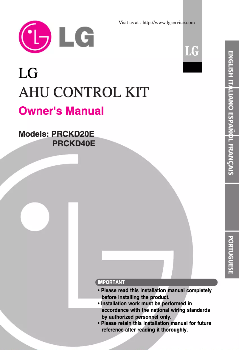 First page image of the manual for PRCKD40E