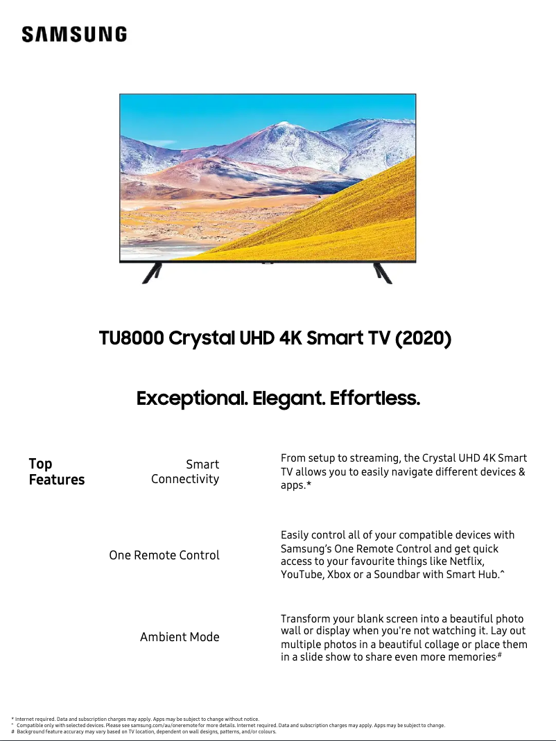 First page image of the manual for UA75TU8000WXXY