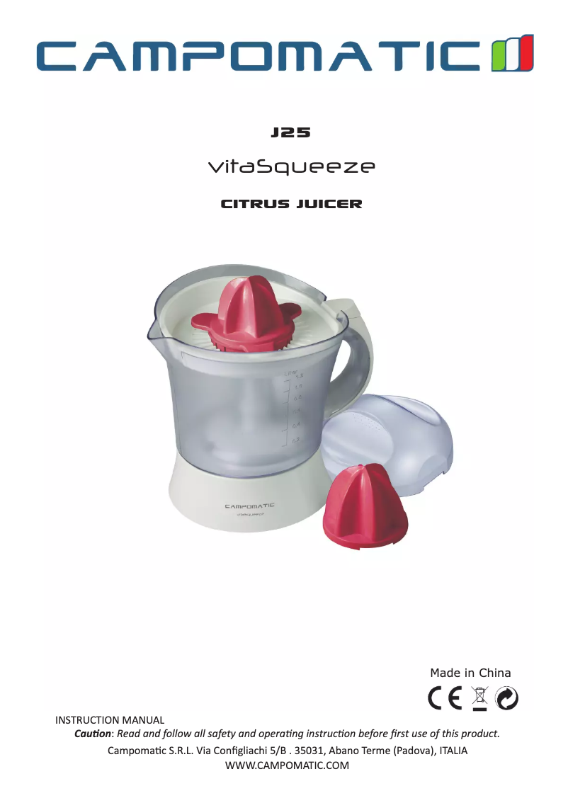 First page image of the manual for J25