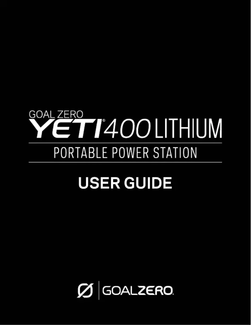 Page 1 of the manual User Manual Goal Zero Yeti 400 Lithium