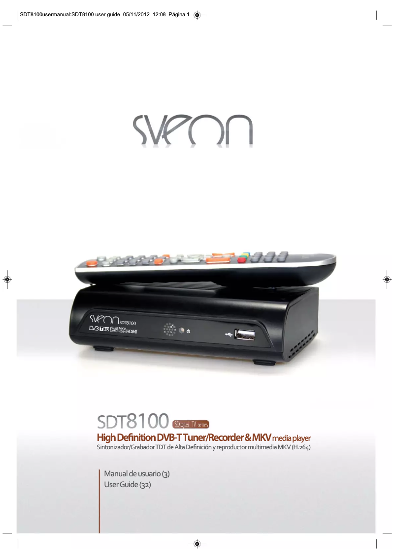 Page 1 of the manual User Manual Sveon SDT8100