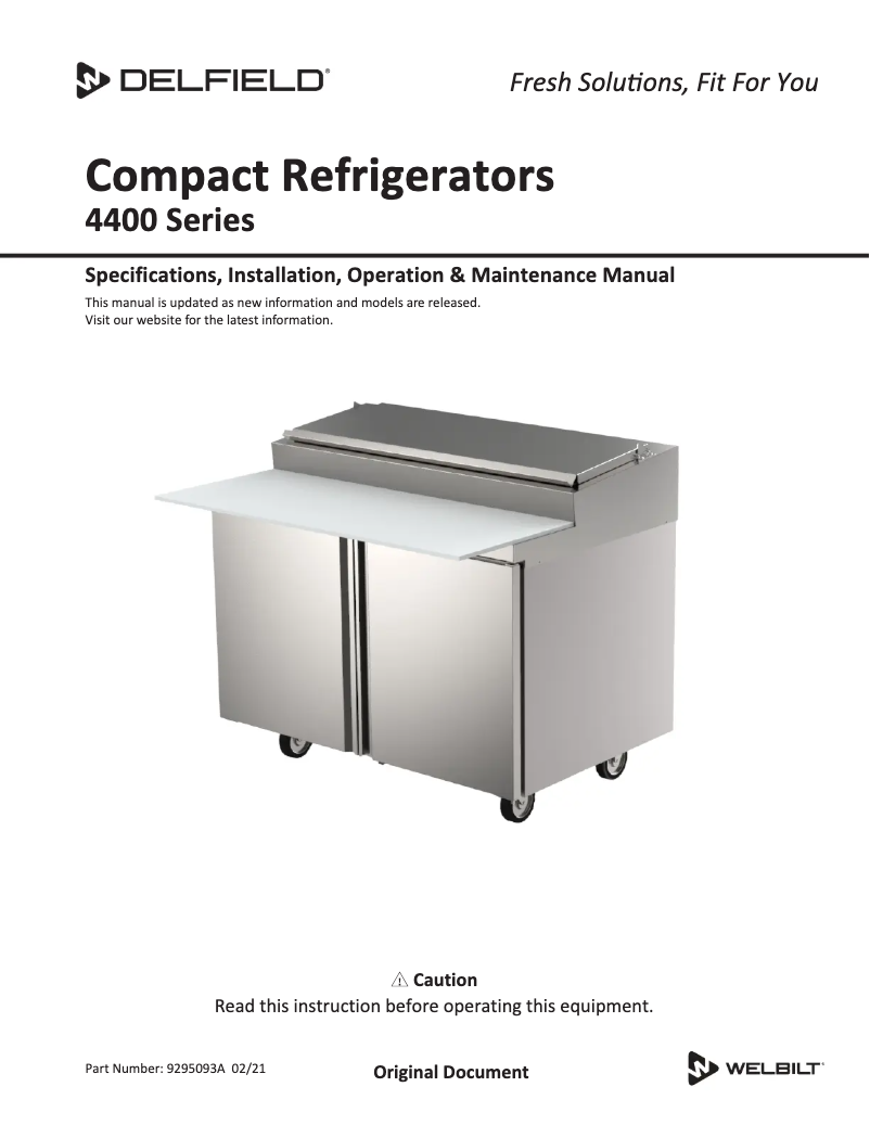 Page 1 of the manual User Manual Delfield NLFACP-8