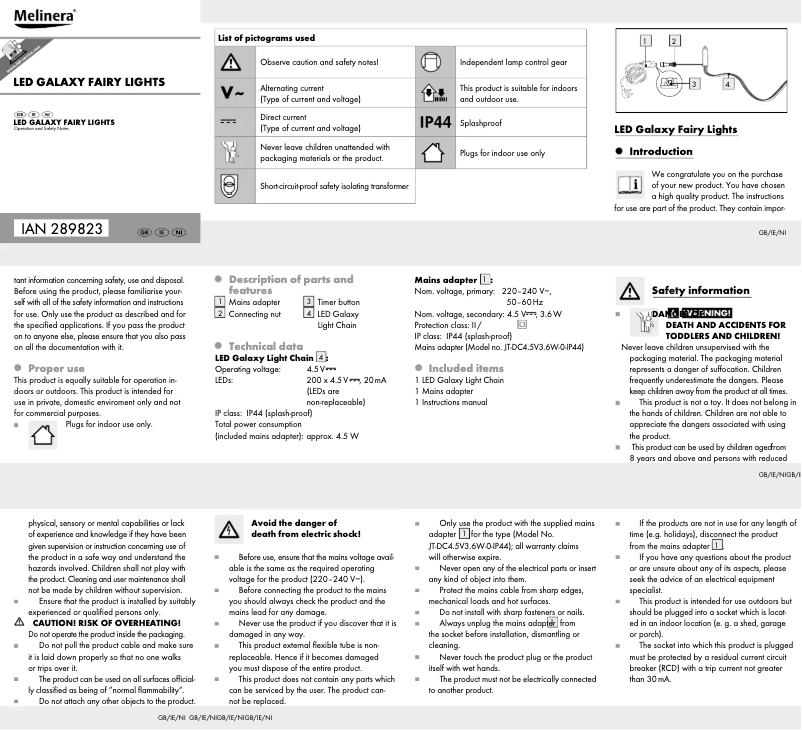 Page 1 of the manual User Manual Melinera HG02458-BS
