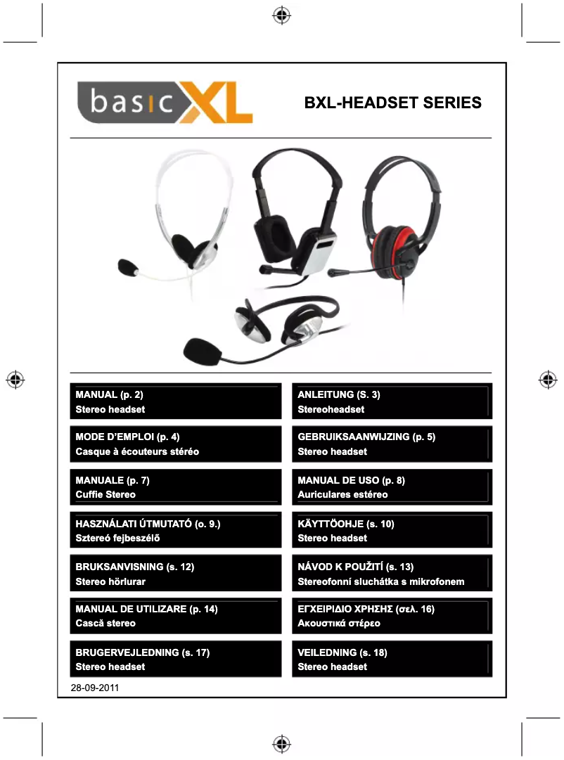 First page image of the manual for BXL-HEADSET10
