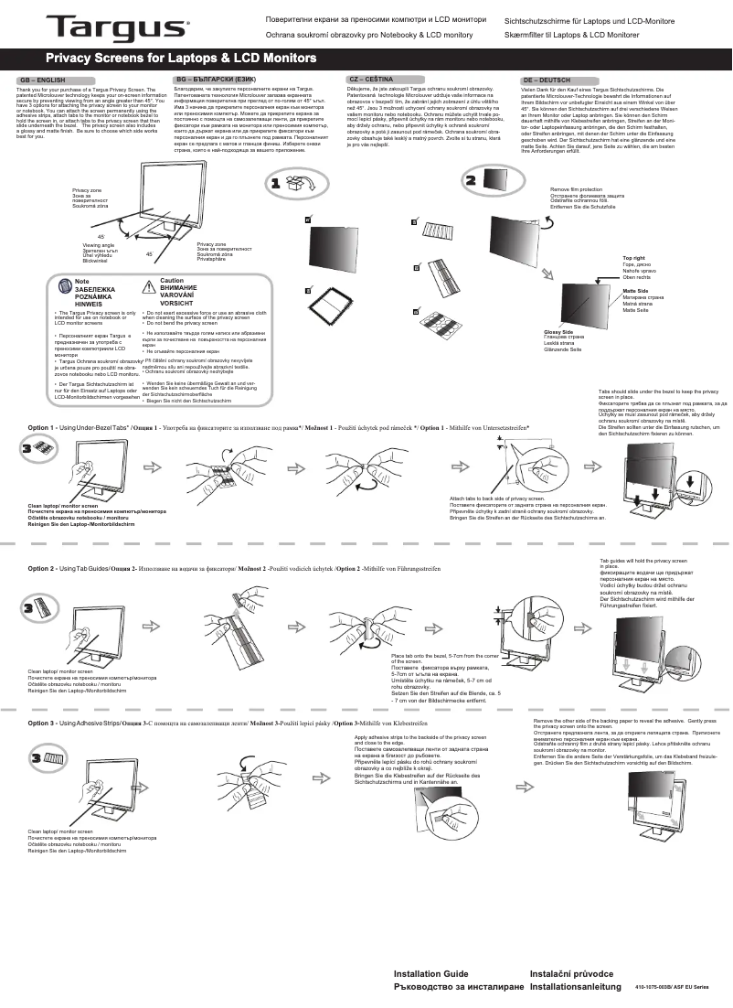 Page 1 of the manual User Manual Targus ASF185W9EU