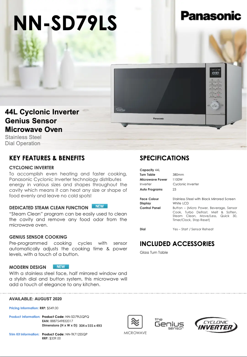 Page 1 of the manual Technical Sheet Panasonic NN-SD79LS