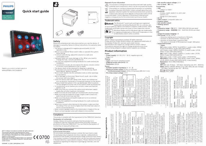 First page image of the manual for CE600BT