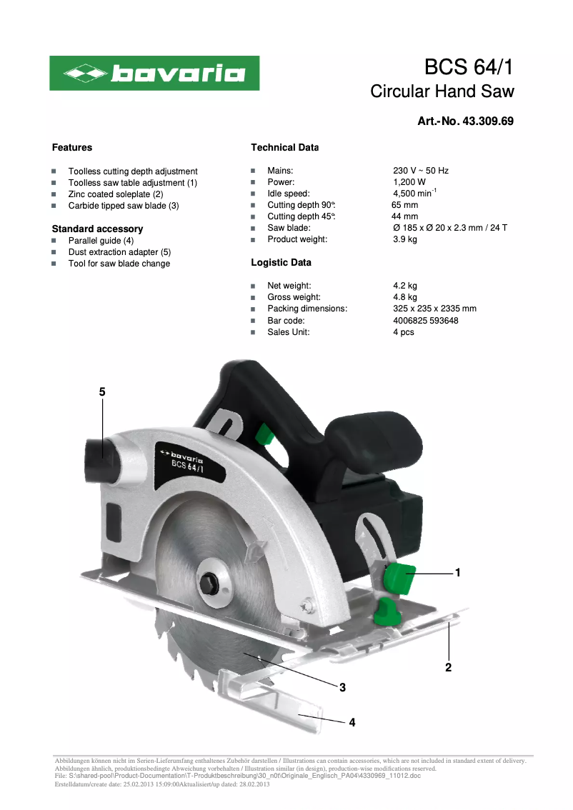 First page image of the manual for BCS 64/1