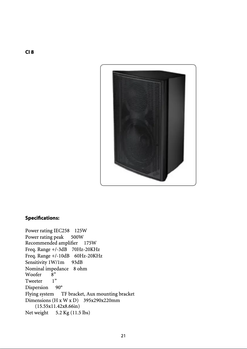 First page image of the manual for Mach CI8