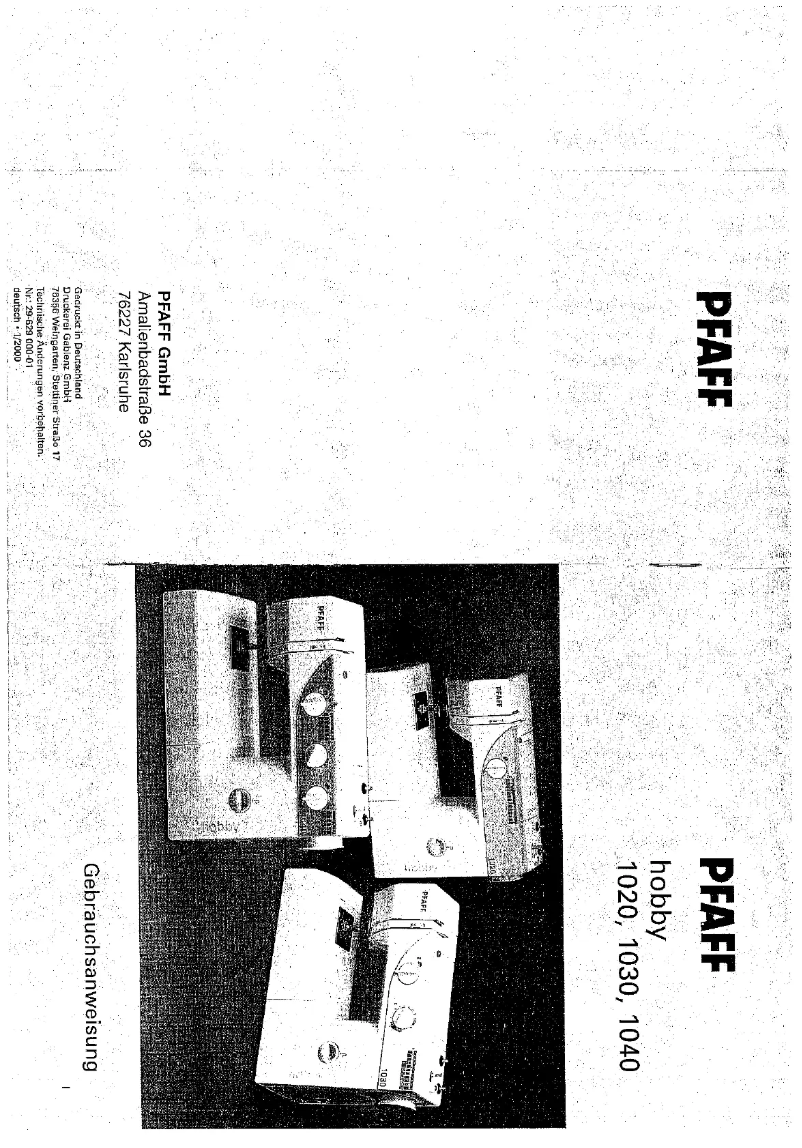 Page 1 of the manual User Manual Pfaff Hobby 1020