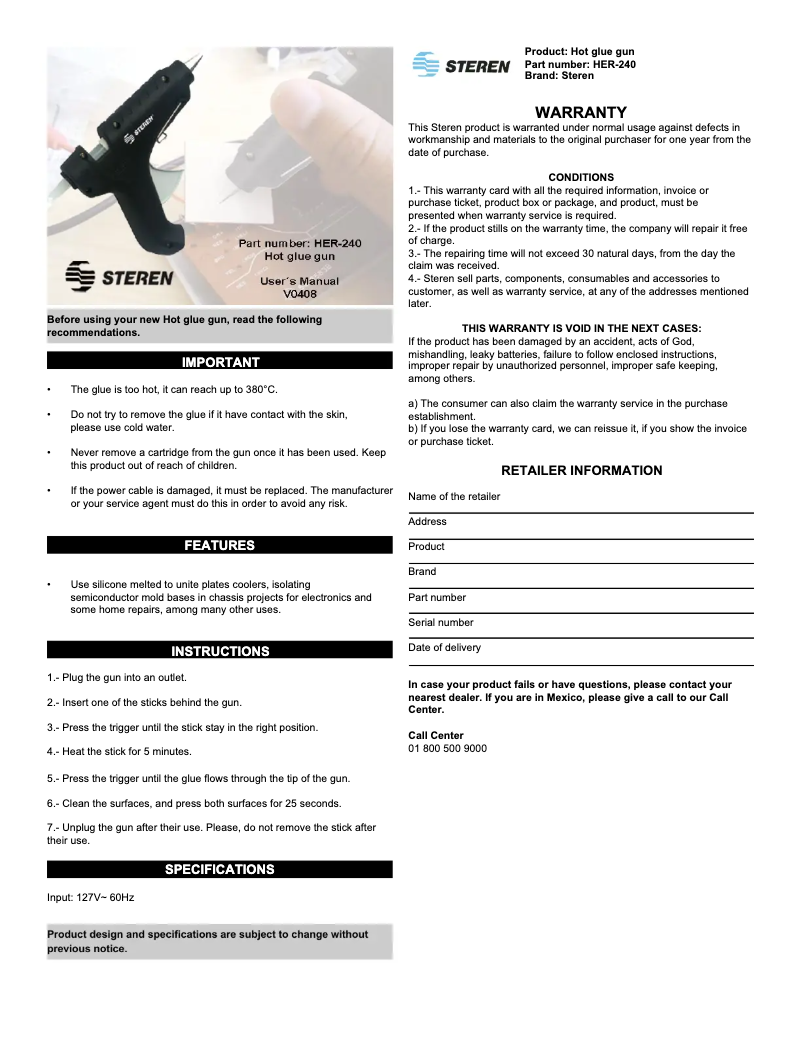 First page image of the manual for HER-240