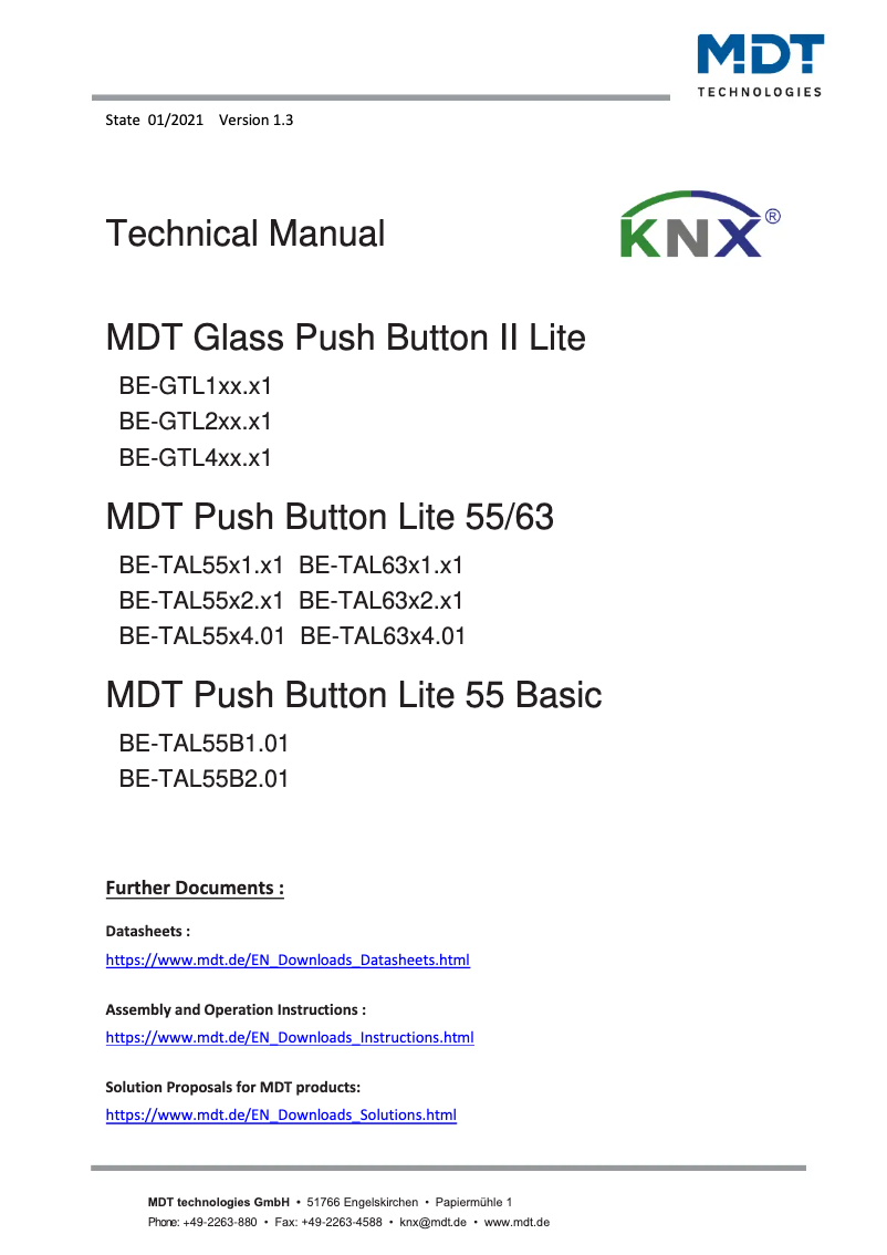 First page image of the manual for BE-TAL6302.01